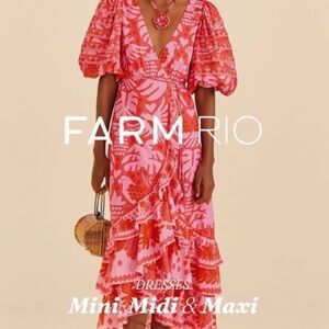 FARM RIO jungle scarf print midi wrap dress